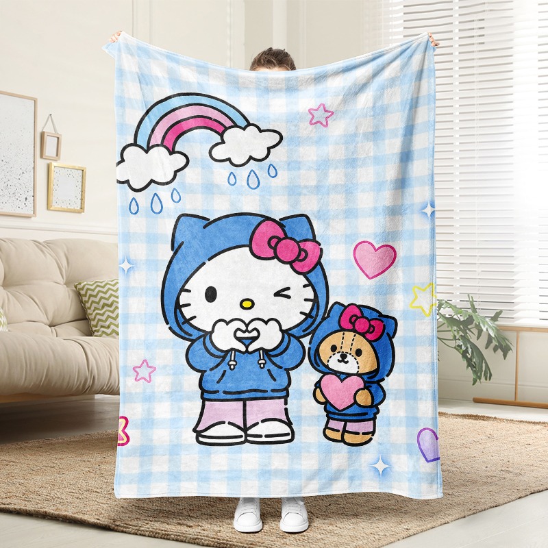 Christmas Throw Blanket - Sanrio Blanket Hello Kitty Bear Plaid