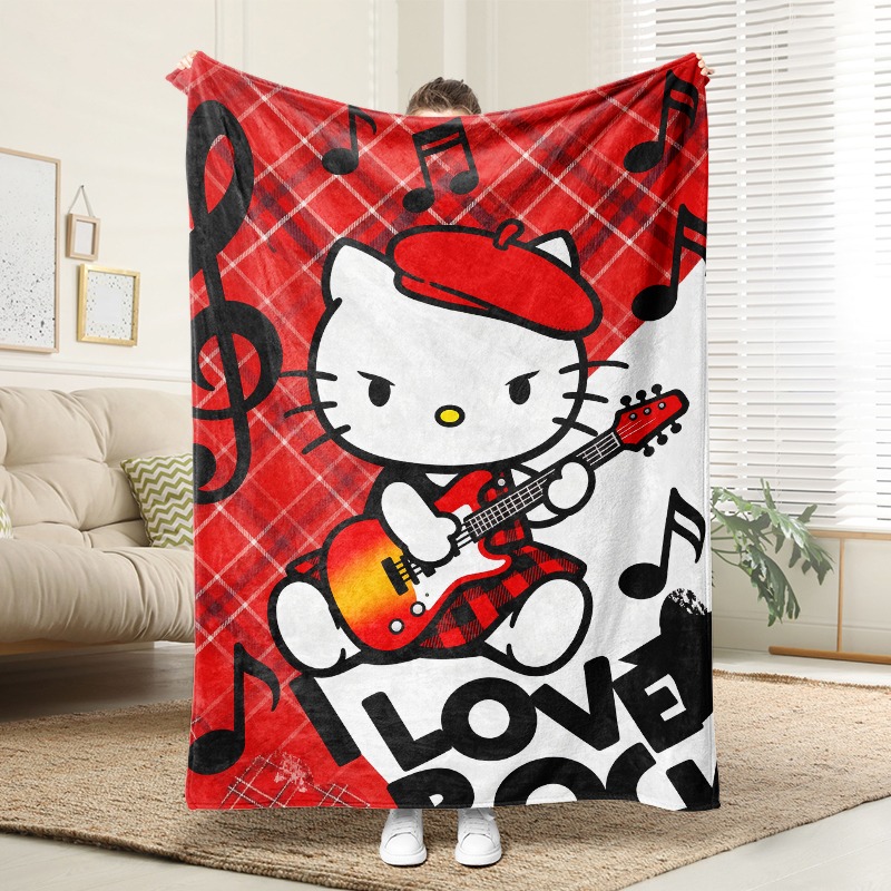 Christmas Throw Blanket - Sanrio Blanket Hello Kitty Rock Star