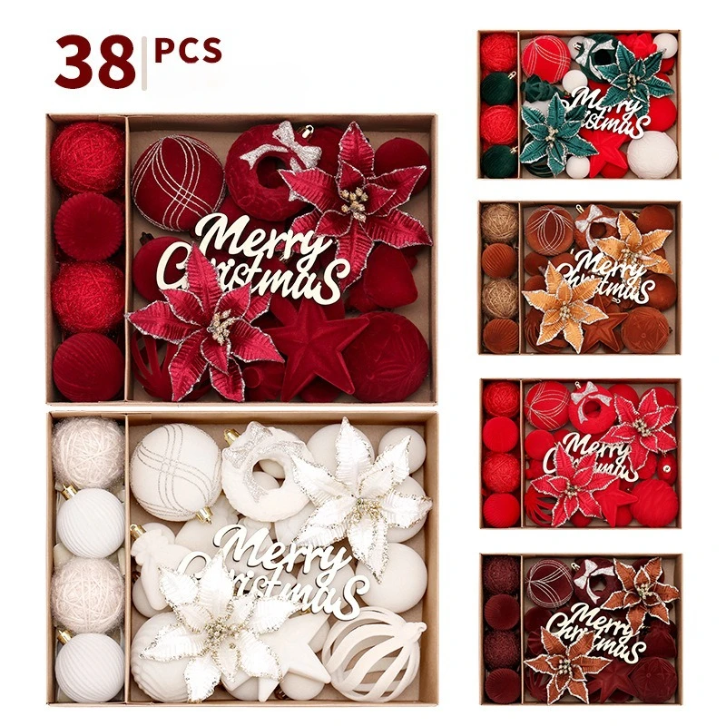 Star Tree Topper - 4-8CM Luxury Plush Christmas Ball Set