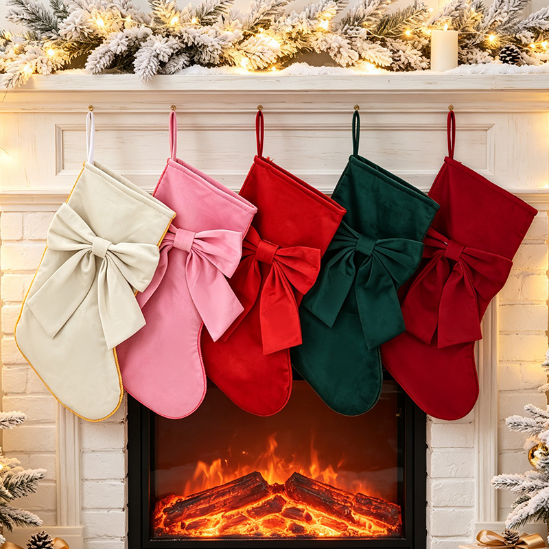 1pc Christmas Stockings, Bow G - Christmas Stocking Hanging recension och pris