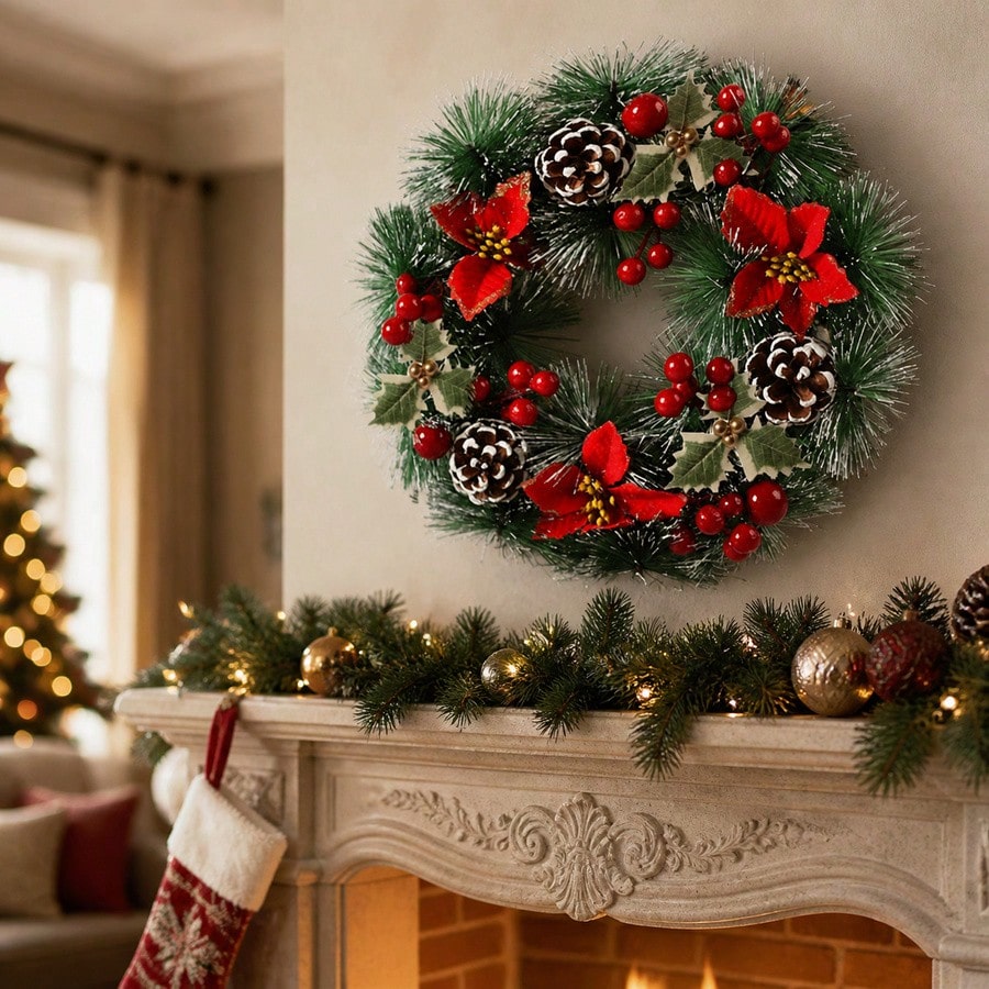 1Pc Christmas Wreath for Front - Christmas Wreath Fake recension och pris