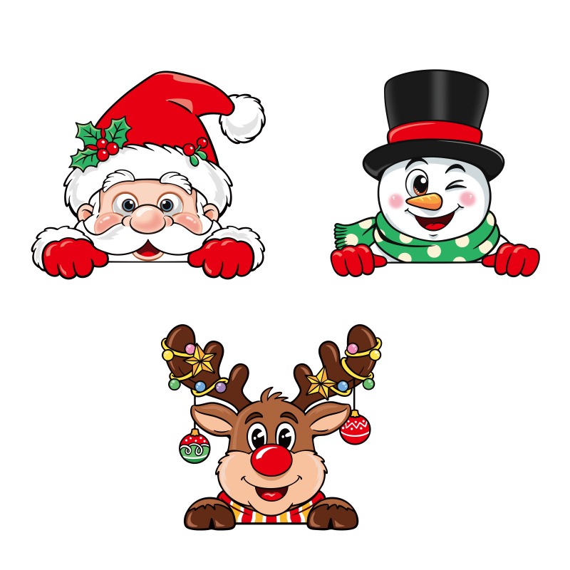 Christmas Cartoon Reindeer Sta - Snowflake Window Decal recension och pris