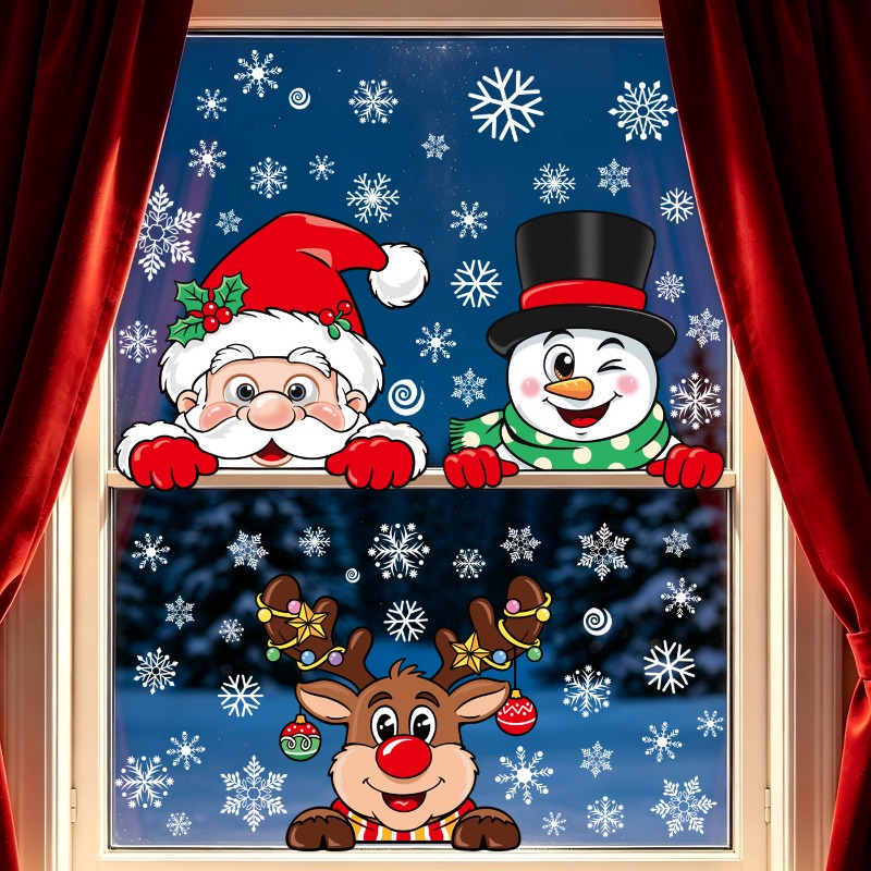 Christmas Cartoon Reindeer Sta - Snowflake Window Decal recension och pris