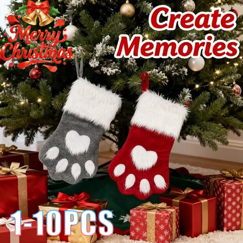 1-10PCS Christmas Pet Paw Stoc - Christmas Stocking Hanging recension och pris