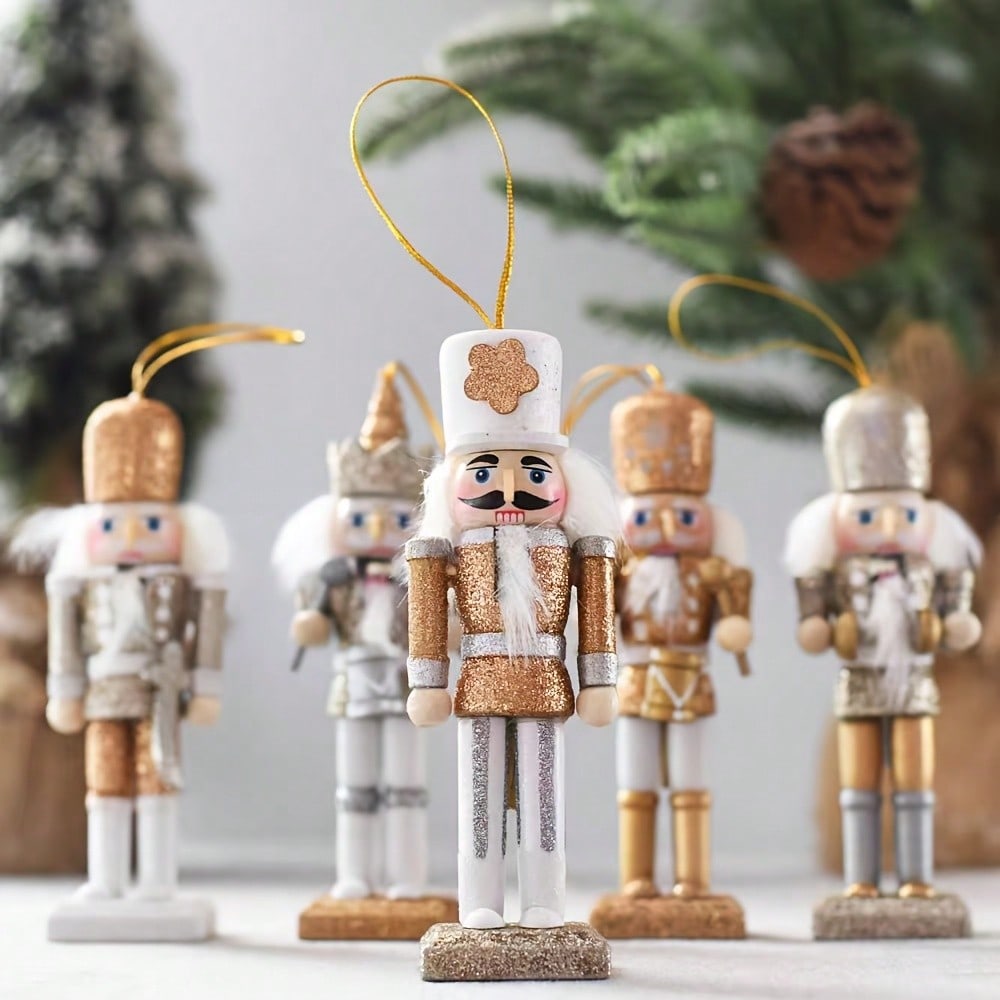 5pcs Champagne Gold Glitter Nu - Nutcracker Figurine recension och pris